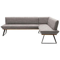 ECKBANK in Holz, Metall, Textil Schwarz, Eichefarben, Hellbraun  - Hellbraun/Eichefarben, Design, Holz/Textil (243/163cm) - Voleo