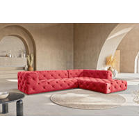 ECKSOFA Fresco Rot Samt  - Rot/Schwarz, Design, Kunststoff/Textil (325/228cm) - P & B