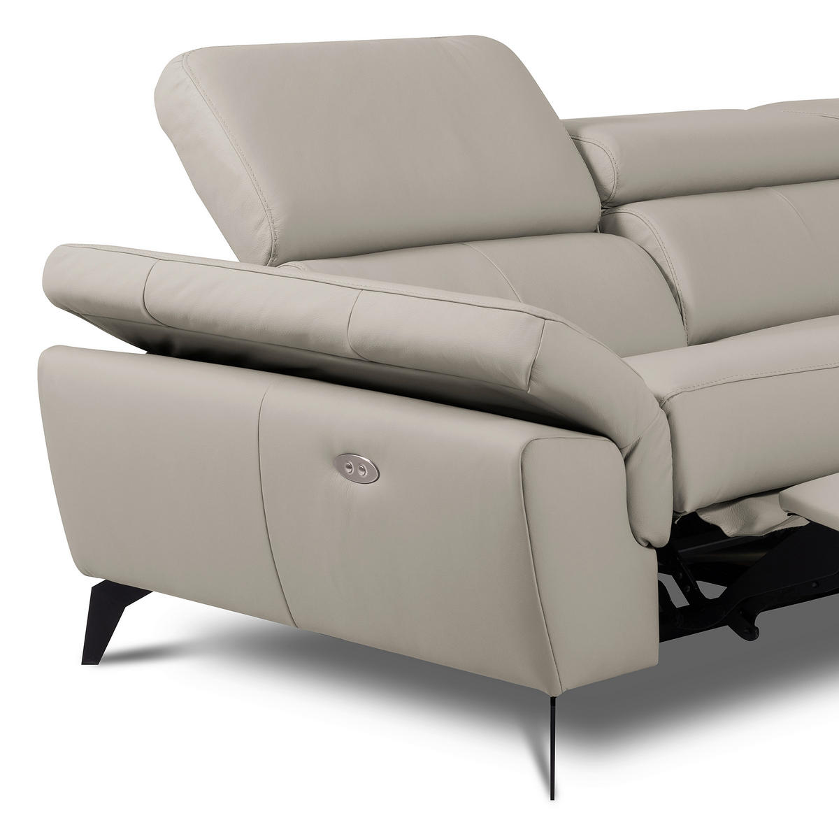 ECKSOFA  in Lederlook Echtleder Platinfarben  252/179 cm  - Platinfarben/Schwarz, Design, Leder/Textil (252/179cm) - Livetastic