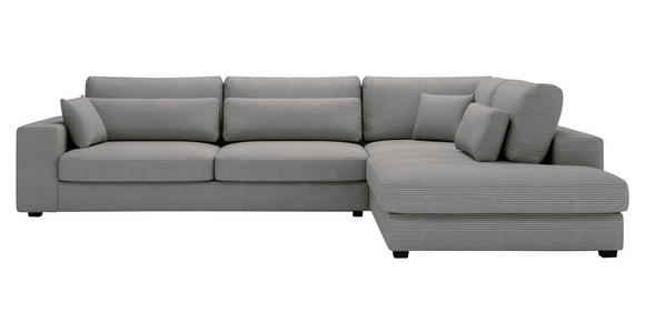 ECKSOFA in Cord Grau  314/250 cm  - Schwarz/Grau, KONVENTIONELL, Kunststoff/Textil (314/250cm) - Carryhome