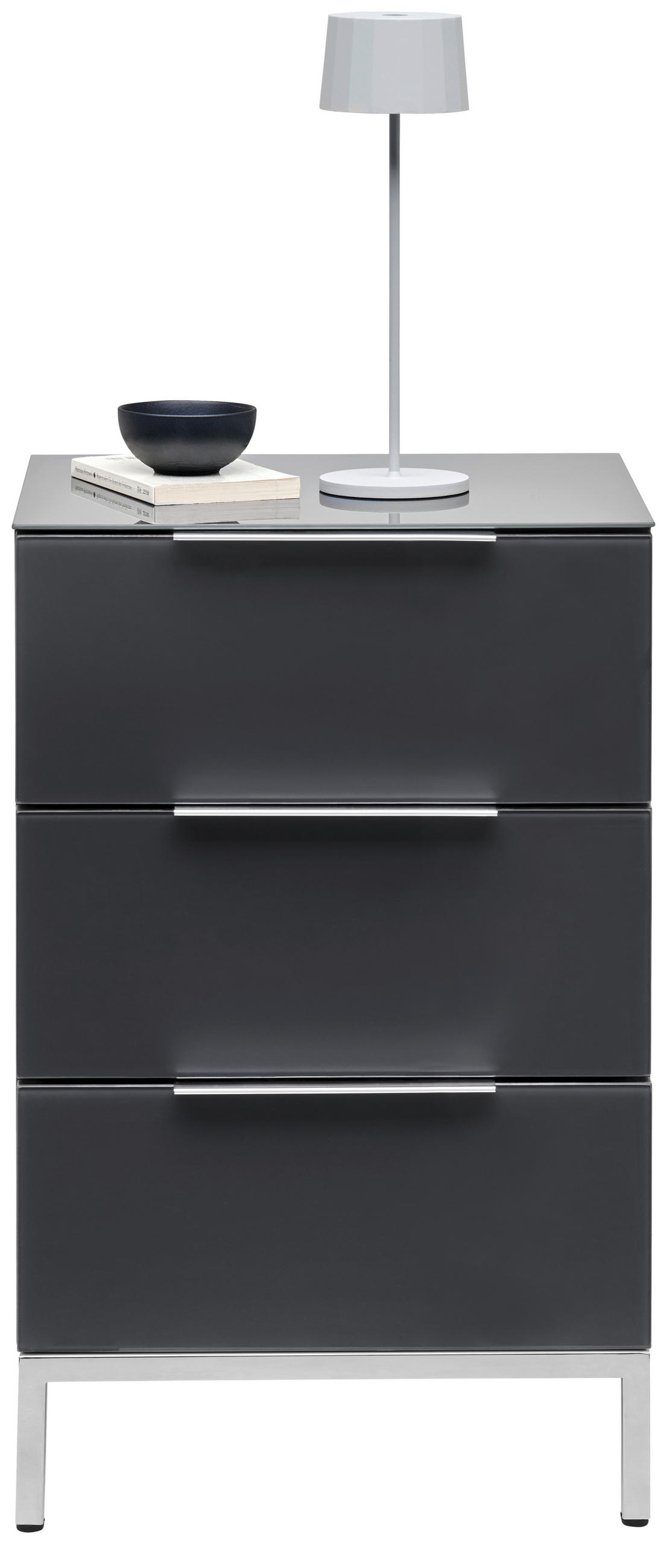 NACHTSCHRANK 45/60/40,5 cm  - Anthrazit/Alufarben, Design, Glas/Holzwerkstoff (45/60/40,5cm) - Voleo