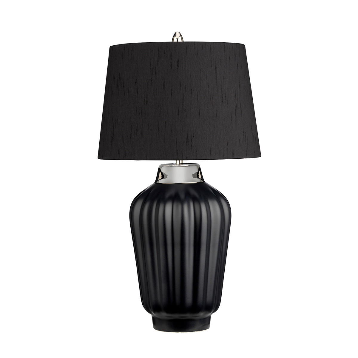 BORDSLAMPA QN-Bexley 30/56.2 cm   - svart/nickelfärgad, Design, metall/textil (30/56.2cm) - Elstead Lighting
