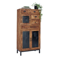 VYSOKÁ KOMODA, mangové drevo, hnedá, čierna, 80/165/40 cm - hnedá/čierna, Lifestyle, kov/drevo (80/165/40cm) - Landscape