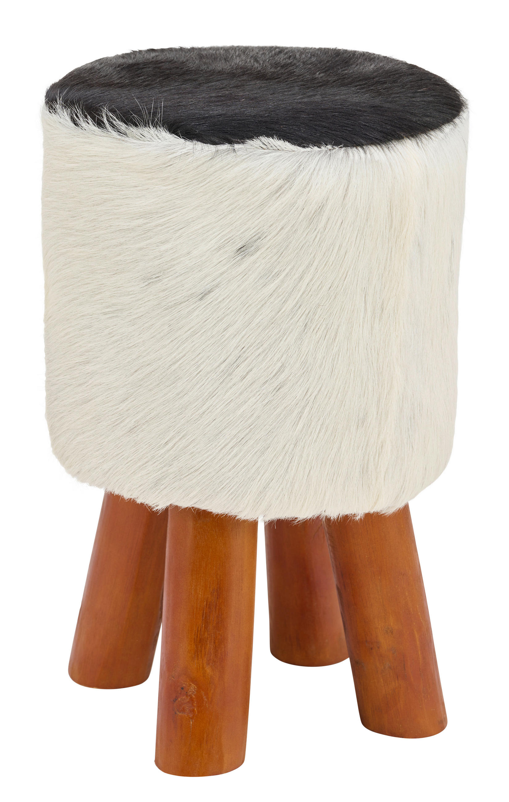 HOCKER in Holz, Fell Teakfarben  - Teakfarben, LIFESTYLE, Holz/Fell (30/45/30cm) - Landscape