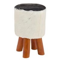 HOCKER in Holz, Fell Teakfarben  - Teakfarben, Lifestyle, Holz/Fell (30/45/30cm) - Landscape