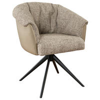 ARMLEHNSTUHL , Stoffauswahl, Sitzfläche 180° drehbar , Webstoff  - Taupe/Schwarz, Design, Textil/Metall (69/80/68cm) - Novel