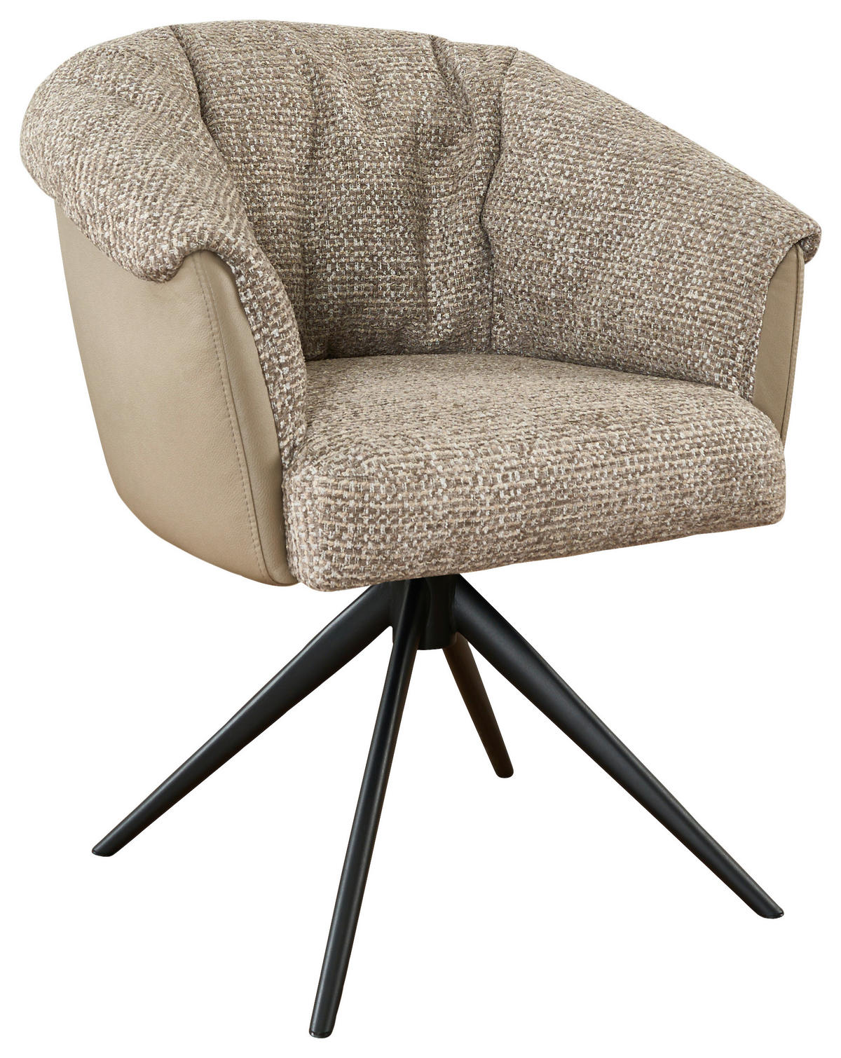 ARMLEHNSTUHL , Stoffauswahl, Sitzfläche 180° drehbar , Webstoff  - Taupe/Schwarz, Design, Textil/Metall (69/80/68cm) - Novel