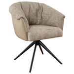 ARMLEHNSTUHL  Stoffauswahl, Sitzfläche 180° drehbar Webstoff  - Taupe/Schwarz, Design, Textil/Metall (69/80/68cm) - Novel