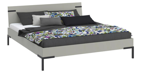 BETT 180/200 cm,  in Hellgrau  - Hellgrau/Schwarz, Design, Metall (180/200cm) - Xora