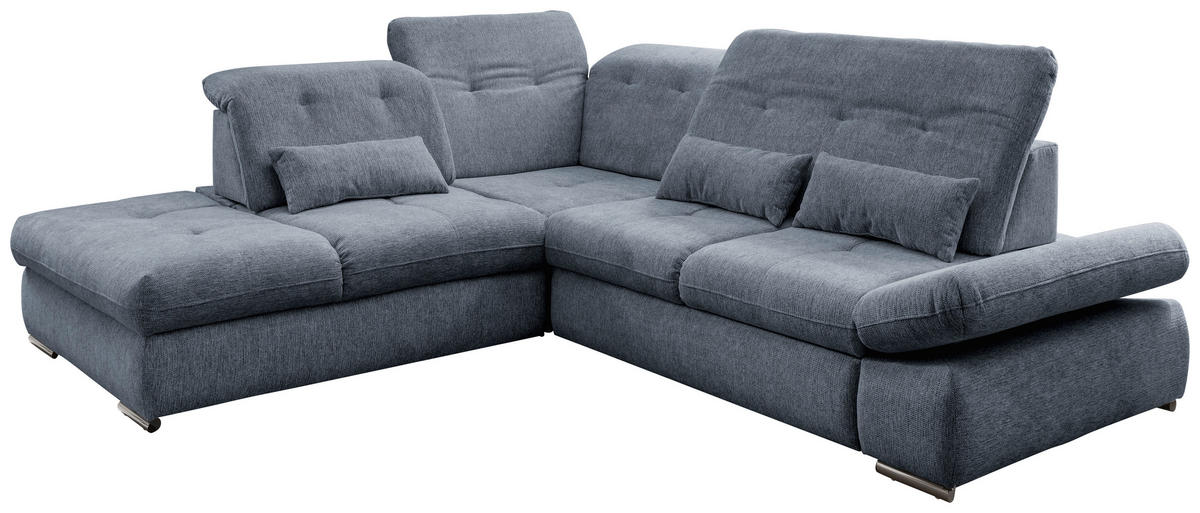 ECKSOFA in Chenille Hellblau  - Chromfarben/Hellblau, Design, Textil/Metall (254/280cm) - Livetastic