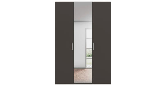 DREHTÜRENSCHRANK 151/223/61 cm,  in Graphitfarben, 3-türig  - Chromfarben/Edelstahlfarben, Basics, Glas/Holzwerkstoff (151/223/61cm) - Novel