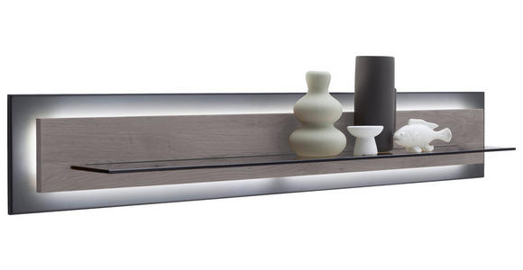 WANDBOARD 150/26/23 cm - Eichefarben/Schwarz, Design, Glas/Holz (150/26/23cm) - Novel