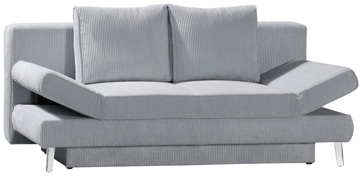 SCHLAFSOFA Cord Grau  - Chromfarben/Grau, Design, Textil/Metall (200/85/90cm) - Xora