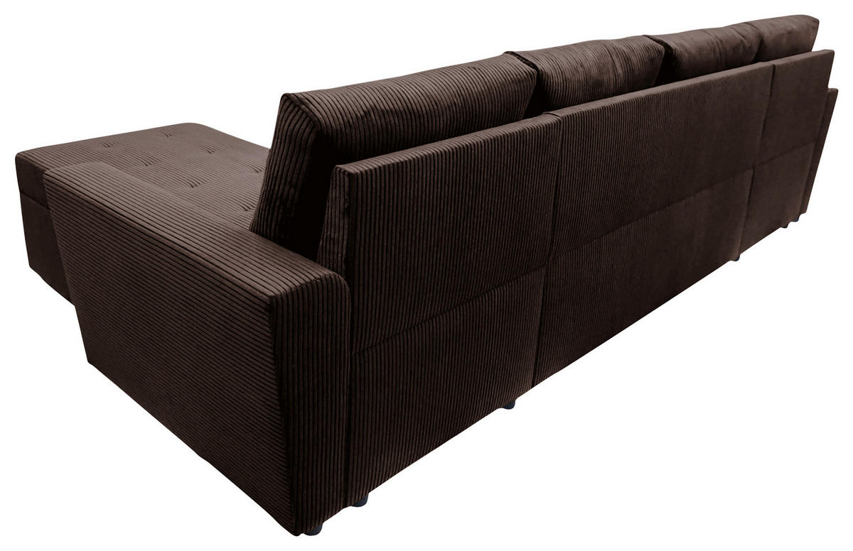 WOHNLANDSCHAFT TERMOLI Braun Cord  - Schwarz/Braun, Design, Kunststoff/Textil (155/296/155cm) - MID.YOU