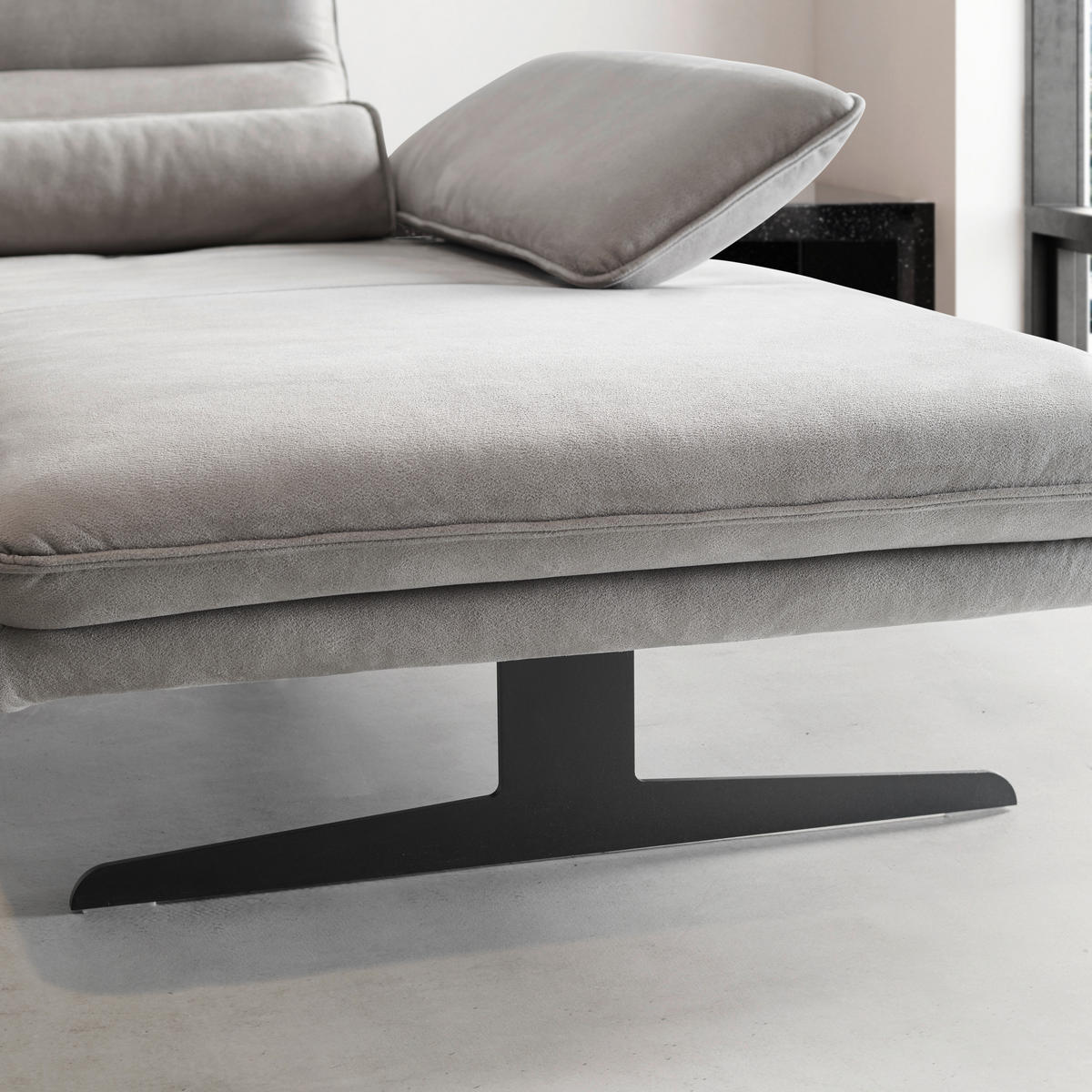 ECKSOFA Grau Mikrofaser  - Schwarz/Grau, Design, Textil/Metall (291/164cm) - Chilliano
