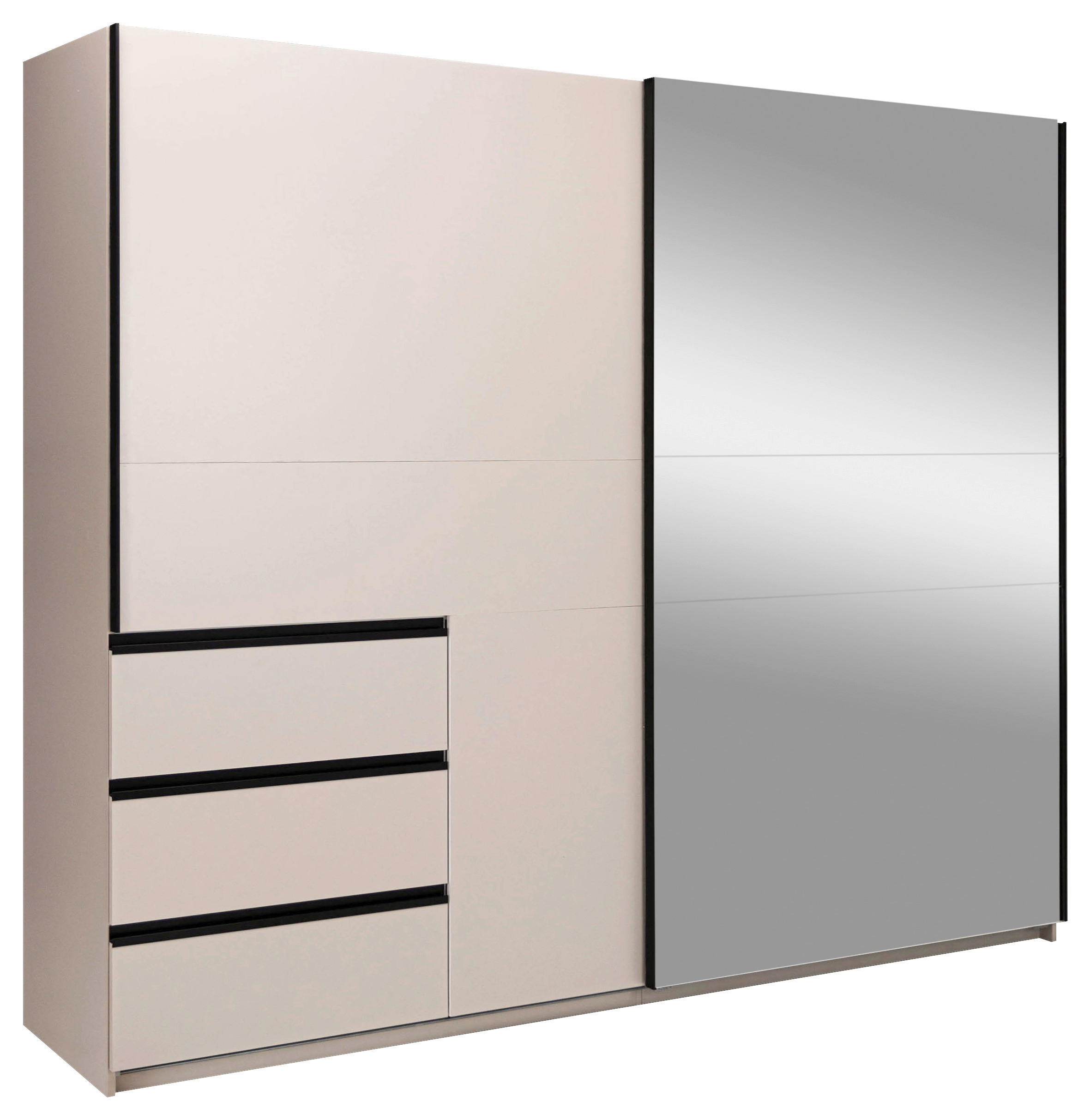 SCHIEBETÜRENSCHRANK 250/205/61,5 cm 2-türig  - Kaschmir/Schwarz, MODERN, Holzwerkstoff/Metall (250/205/61,5cm) - MID.YOU