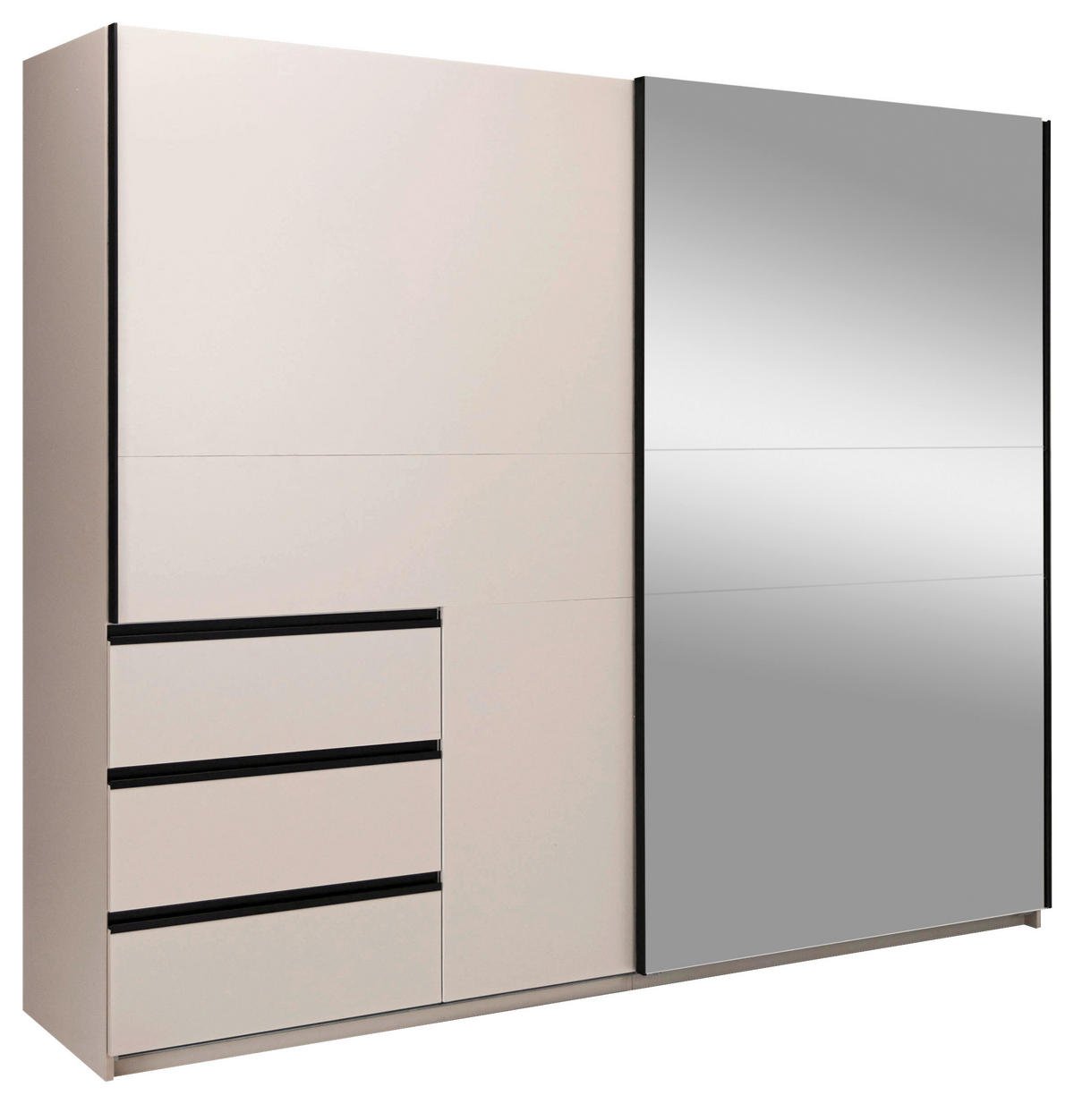 SCHIEBETÜRENSCHRANK 250/205/61,5 cm 2-türig  - Kaschmir/Schwarz, MODERN, Holzwerkstoff/Metall (250/205/61,5cm) - MID.YOU