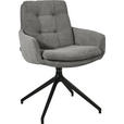 ARMLEHNSTUHL  Stoffauswahl, Typenauswahl, Sitzfläche 360° drehbar, Gestellauswahl Cord  - Schwarz/Grau, Design, Textil/Metall (63/90/69cm) - Johann Jakob