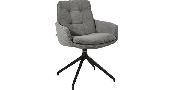 ARMLEHNSTUHL  Stoffauswahl, Typenauswahl, Sitzfläche 360° drehbar, Gestellauswahl Cord  - Schwarz/Grau, Design, Textil/Metall (63/90/69cm) - Johann Jakob
