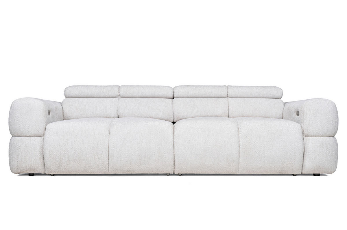 BIGSOFA Chenille Weiß  - Schwarz/Weiß, Design, Kunststoff/Textil (260/76-103/119cm) - Welnova