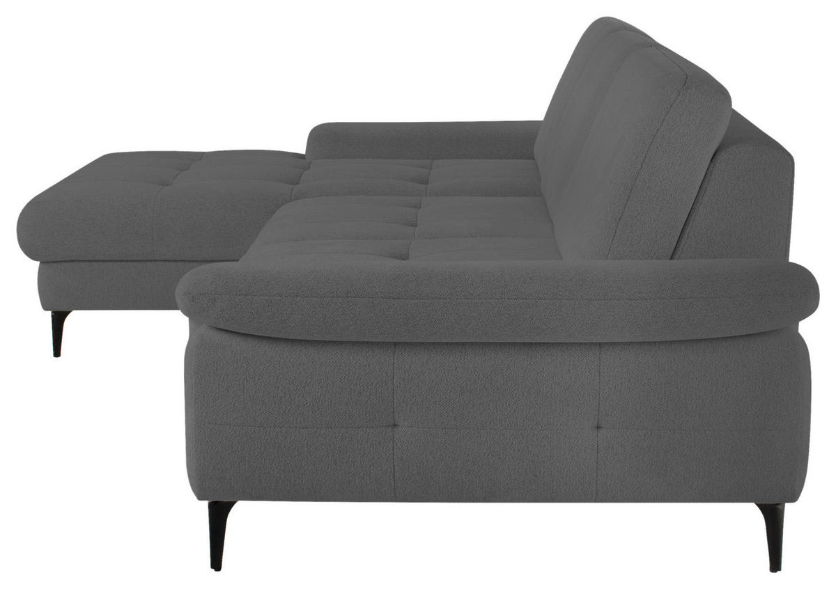 ECKSOFA ALMA in Chenille Dunkelgrau  191/285 cm  - Dunkelgrau/Schwarz, Design, Textil/Metall (191/285cm) - Livetastic