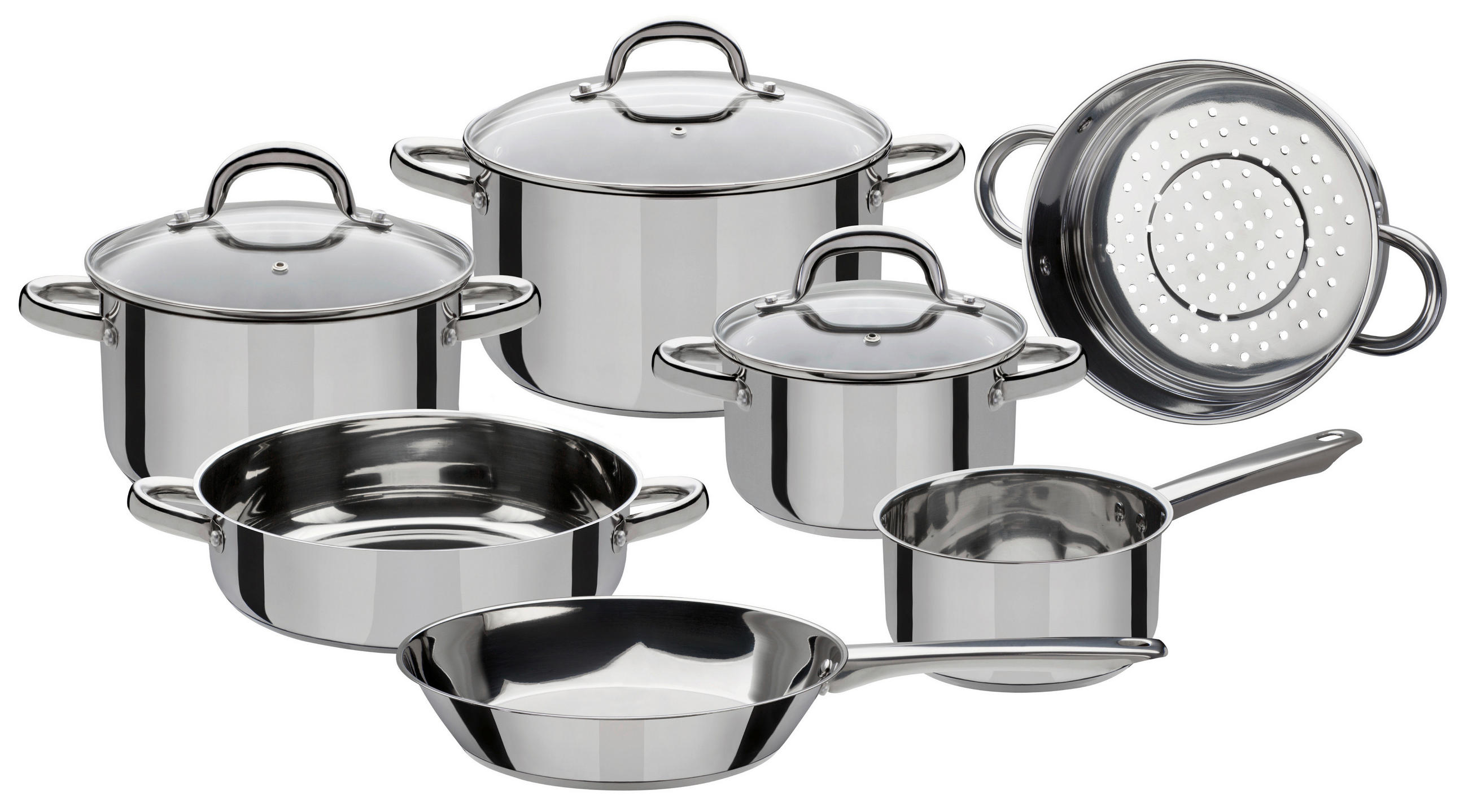 KOCHTOPFSET MONTREAL 6-teilig  - Klar/Edelstahlfarben, Basics, Glas/Metall - GSW