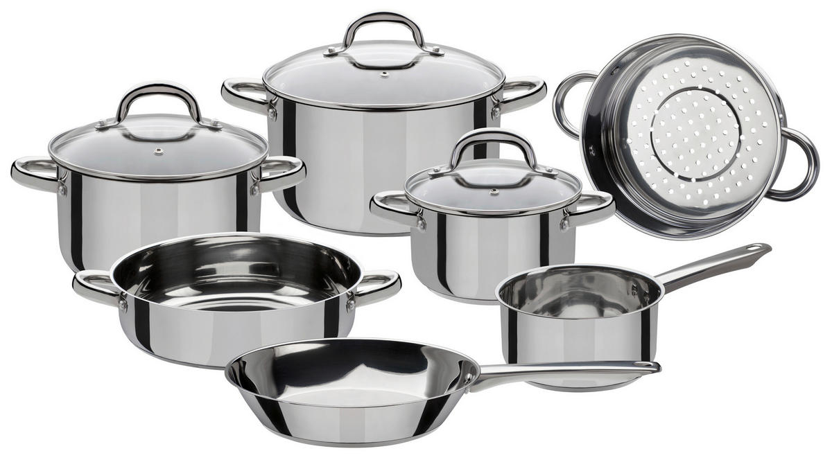 KOCHTOPFSET MONTREAL 6-teilig  - Klar/Edelstahlfarben, Basics, Glas/Metall - GSW