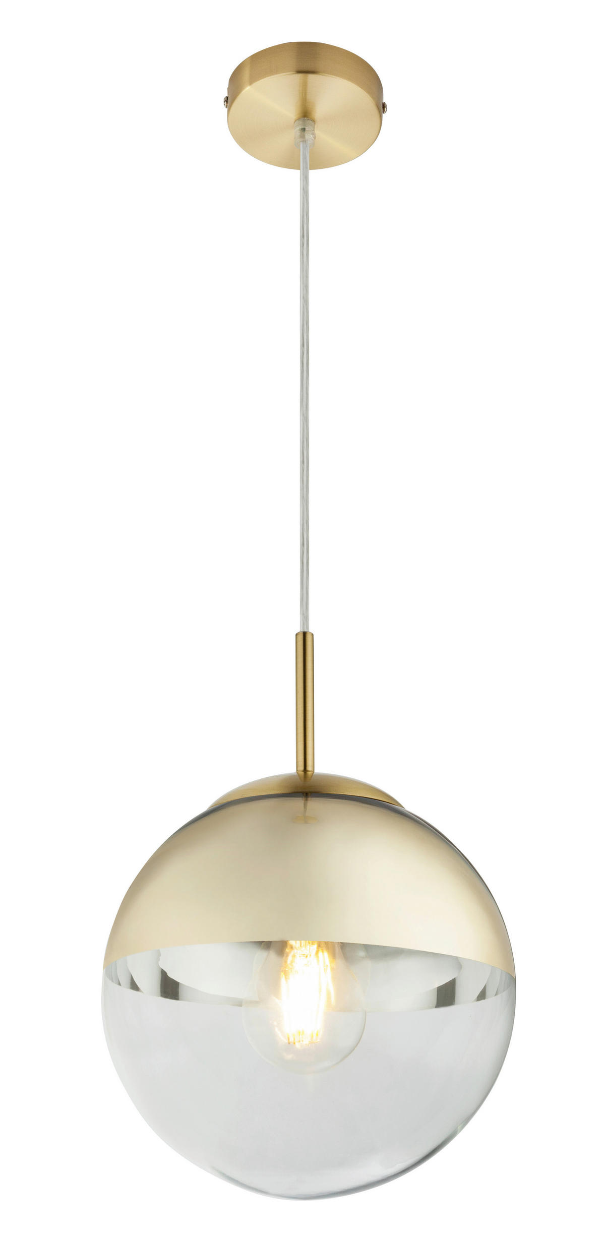 VISEČA SVETILKA        20/120 cm      E27 - zlate barve/prosojno, Design, kovina/steklo (20/120cm) - Globo