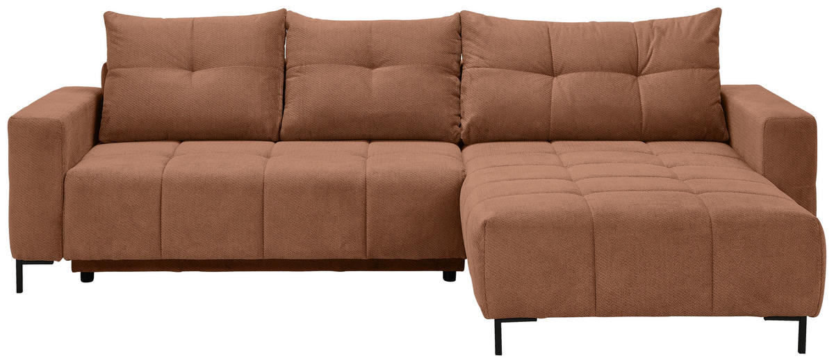 ECKSOFA in Webstoff Dunkelorange  - Dunkelorange/Schwarz, Konventionell, Textil/Metall (292/192cm) - Carryhome