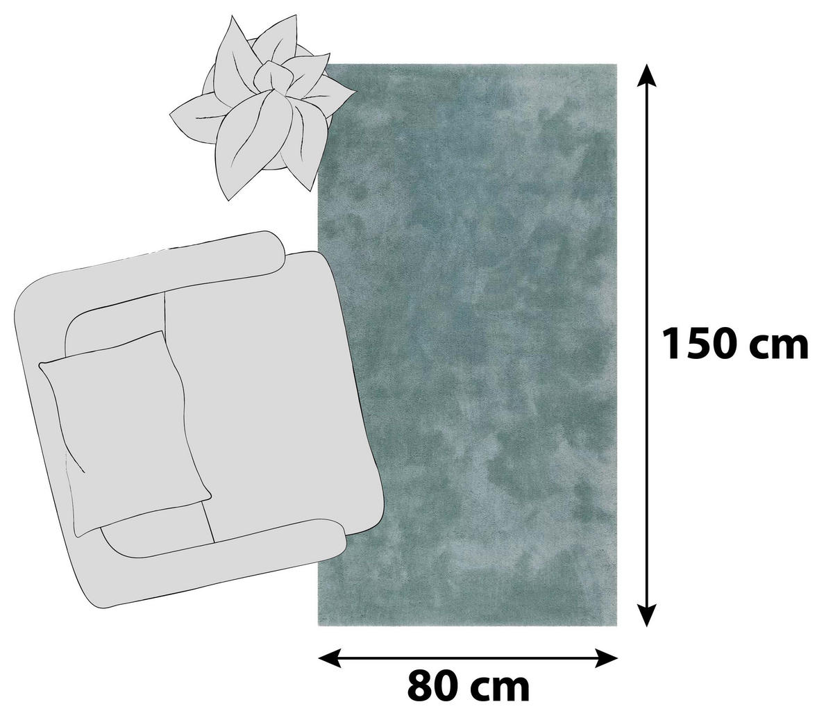 HOCHFLORTEPPICH 80/150 cm Relaxx Türkis  - Türkis, Basics, Textil (80/150cm) - Esprit