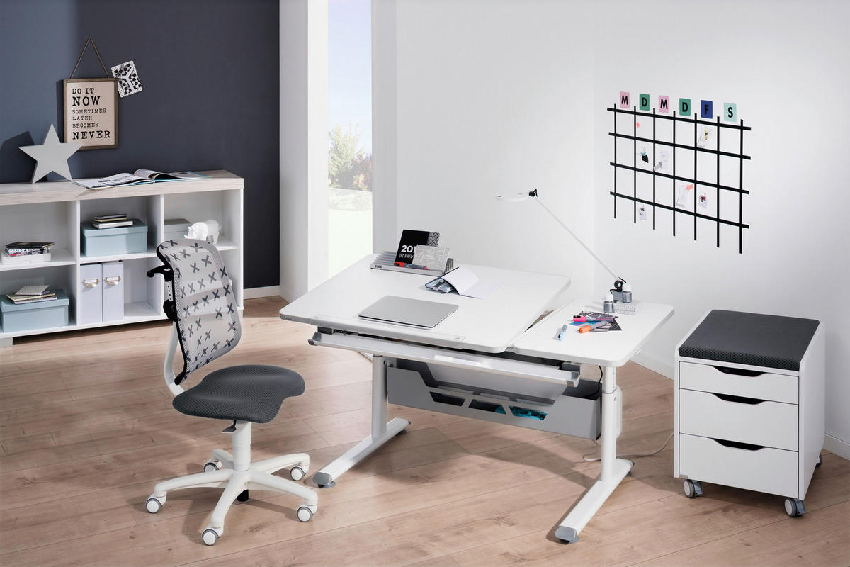 JUGENDSCHREIBTISCH 130/70/53-79 cm  - Weiß, Basics, Holzwerkstoff/Kunststoff (130/70/53-79cm) - Paidi