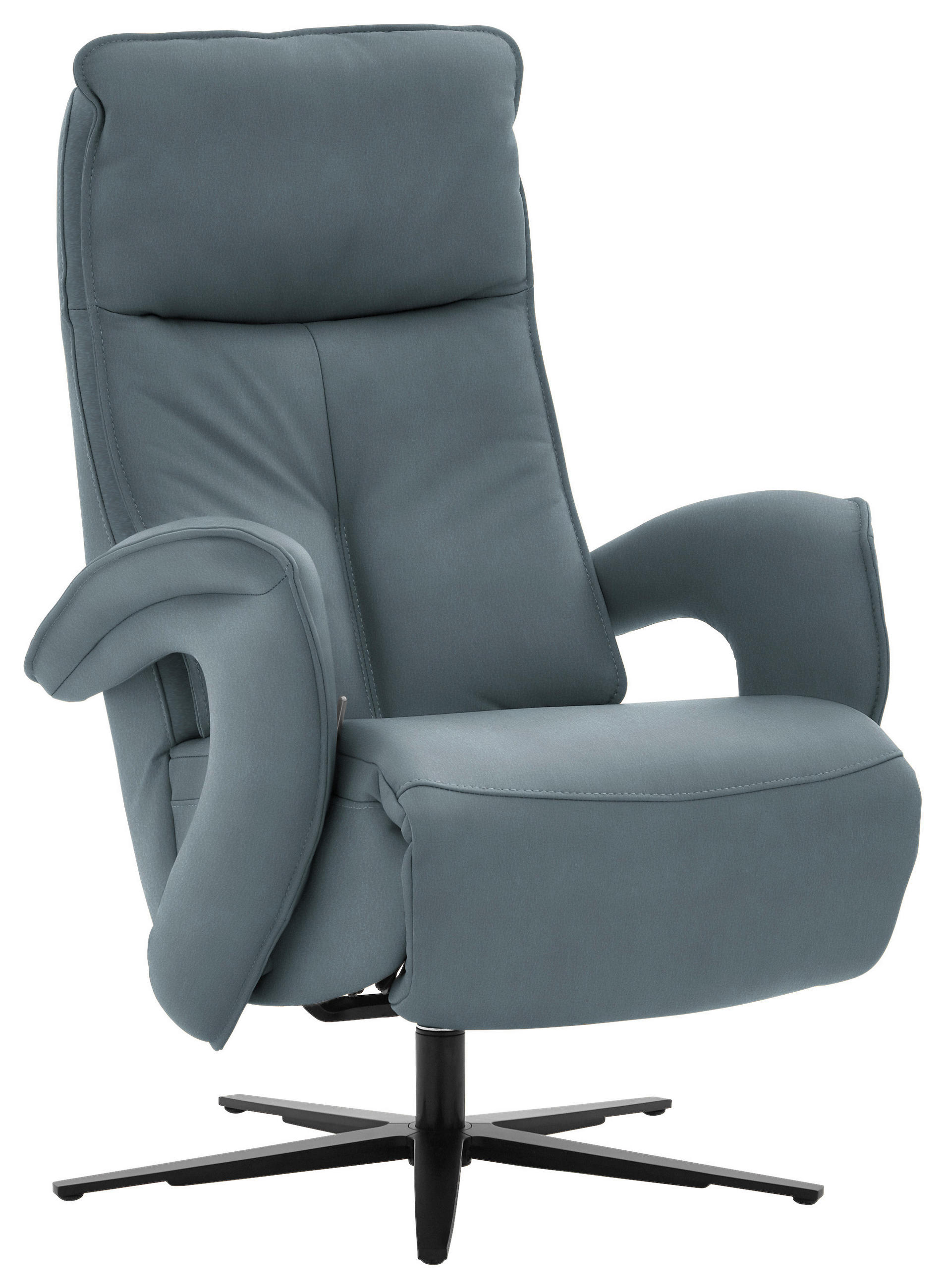 RELAXSESSEL in Leder Blaugrau  - Blaugrau/Schwarz, Design, Leder/Metall (77/110/87cm) - Valdera