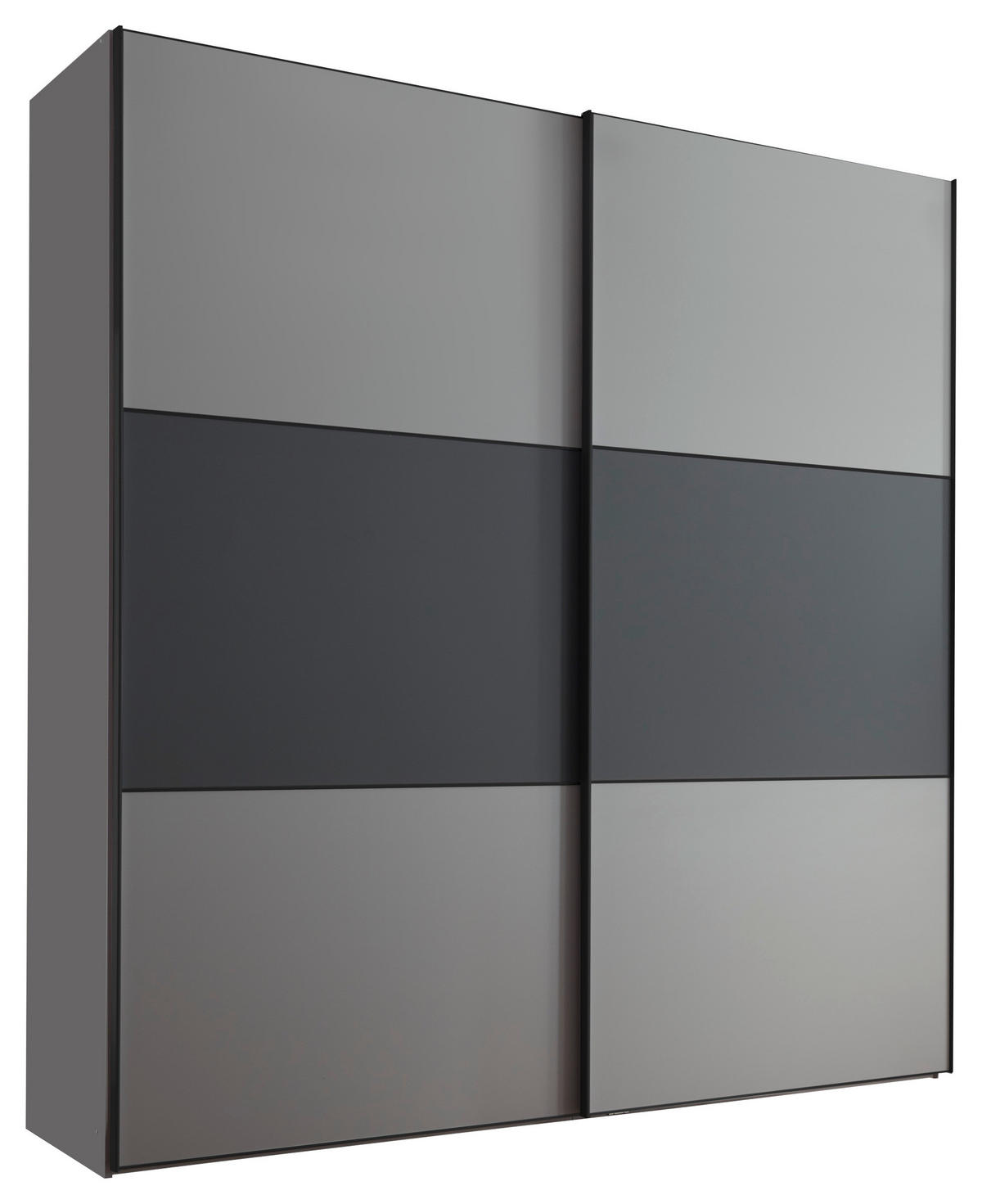 SCHWEBETÜRENSCHRANK in Anthrazit, Hellgrau  - Anthrazit/Hellgrau, Holzwerkstoff/Metall (188/222/68cm) - Moderano