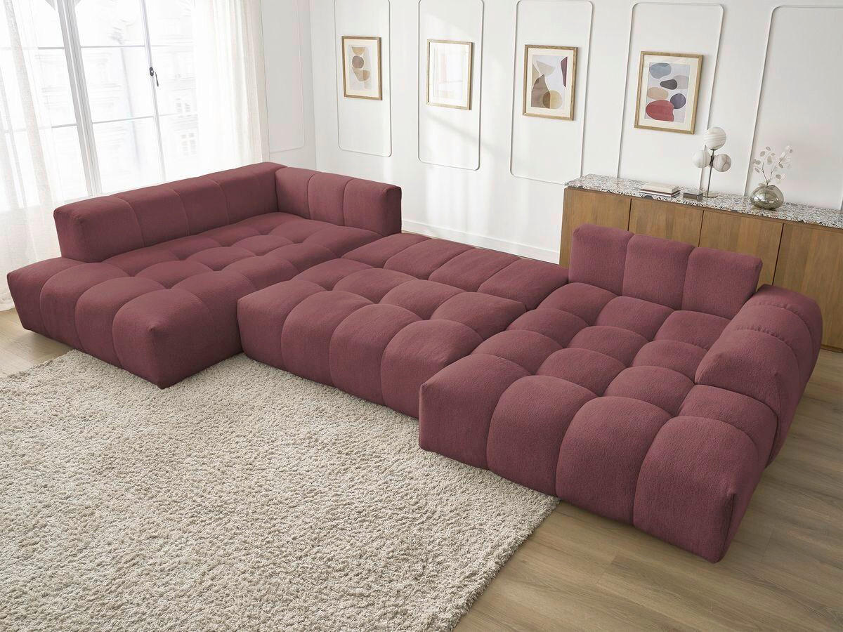 ECKSCHLAFSOFA EVEREST  mit Rücken echt, Armteil links, Armteil rechts Flachgewebe Rot  - Rot/Schwarz, MODERN, Kunststoff/Textil (423/212/90cm)