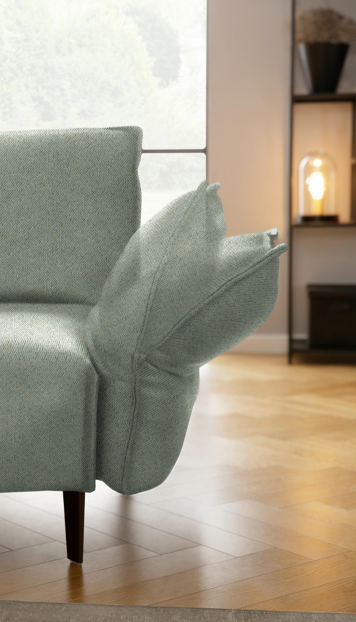 ECKSOFA  in Webstoff Salbeigrün  272/340 cm  - Salbeigrün/Schwarz, MODERN, Textil/Metall (272/340cm) - W.Schillig