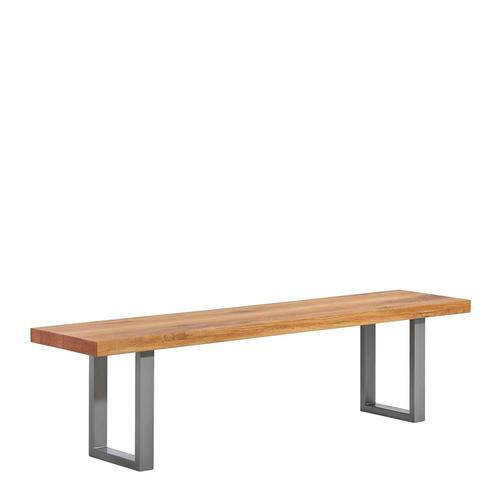 SITZBANK 180/45/40 cm Wildeiche Wildeiche massiv Metall  - Wildeiche/Grau, Design, Holz/Metall (180/45/40cm) - Carryhome