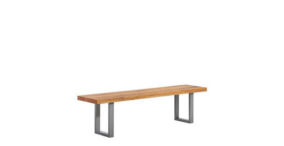 SITZBANK 180/45/40 cm Wildeiche Wildeiche massiv Metall  - Wildeiche/Grau, Design, Holz/Metall (180/45/40cm) - Carryhome