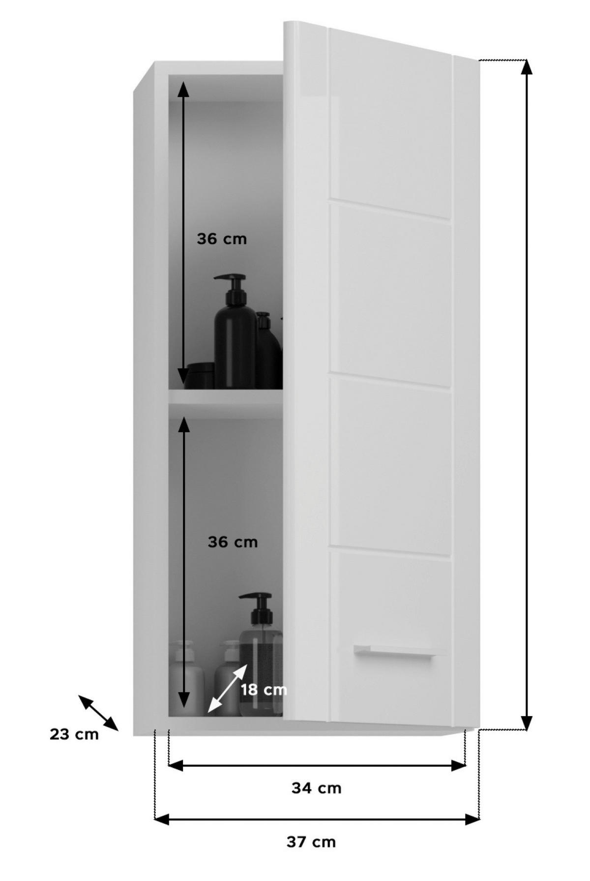 HÄNGESCHRANK 37/77/22 cm  - Weiß Hochglanz, MODERN, Holzwerkstoff/Kunststoff (37/77/22cm) - MID.YOU