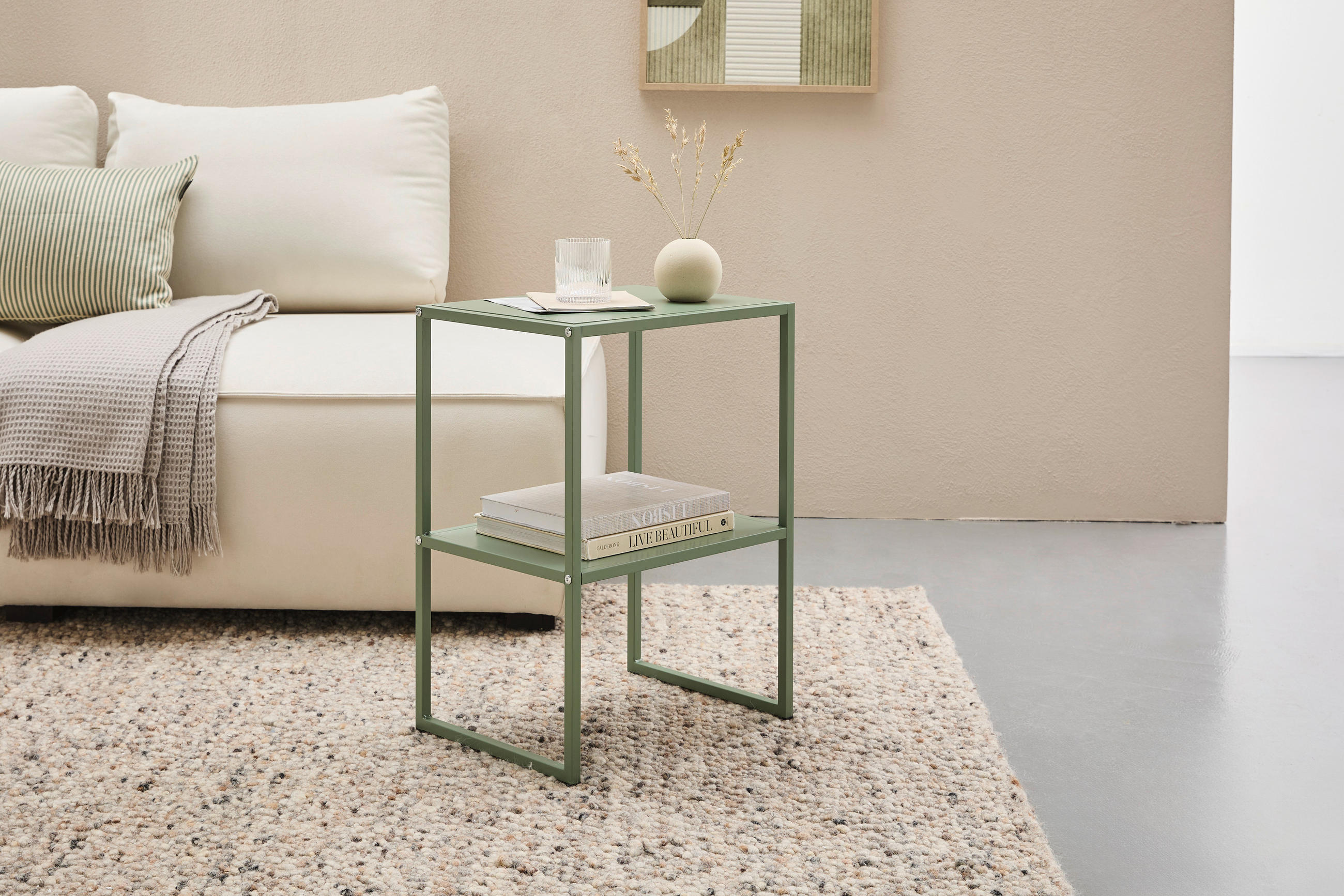 BEISTELLTISCH 43/33/60 cm Grün rechteckig  - Grün, Design, Holzwerkstoff/Metall (43/33/60cm) - home24