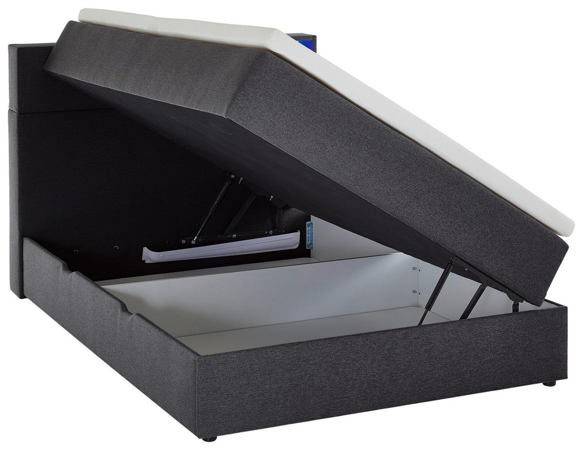 BOXSPRINGBETT 120/200 cm  in Anthrazit  - Anthrazit/Schwarz, Design, Holz/Textil (120/200cm) - Xora