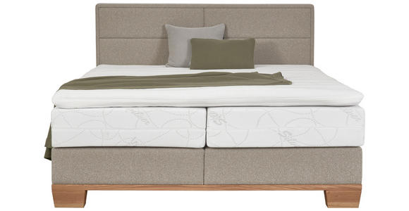 BOXSPRINGBETT 180/200 cm  in Eichefarben, Graubraun  - Eichefarben/Graubraun, Natur, Holz/Textil (180/200cm) - Valnatura