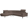 ECKSOFA in Velours Braun  - Schwarz/Braun, Design, Textil/Metall (264/299cm) - Novel