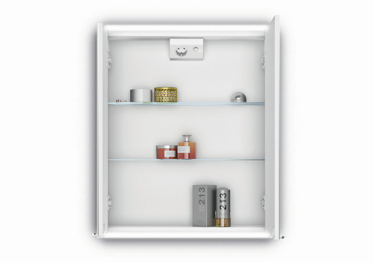 SPIEGELSCHRANK 60/71,4/15,2 cm  - Chromfarben/Weiß, KONVENTIONELL, Glas/Holz (60/71,4/15,2cm) - Xora