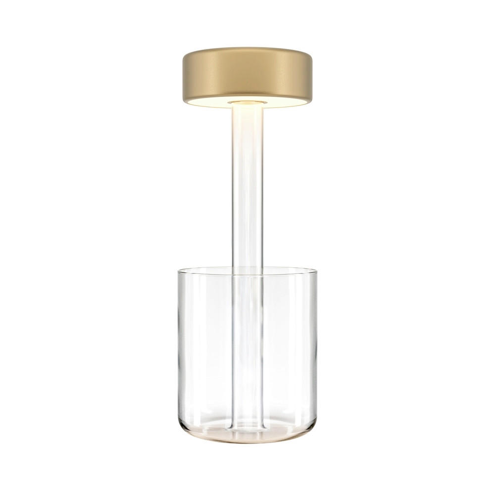 AKKU-TISCHLEUCHTE - Transparent/Goldfarben, Design, Glas/Metall (12/34,8cm) - MAYTONI