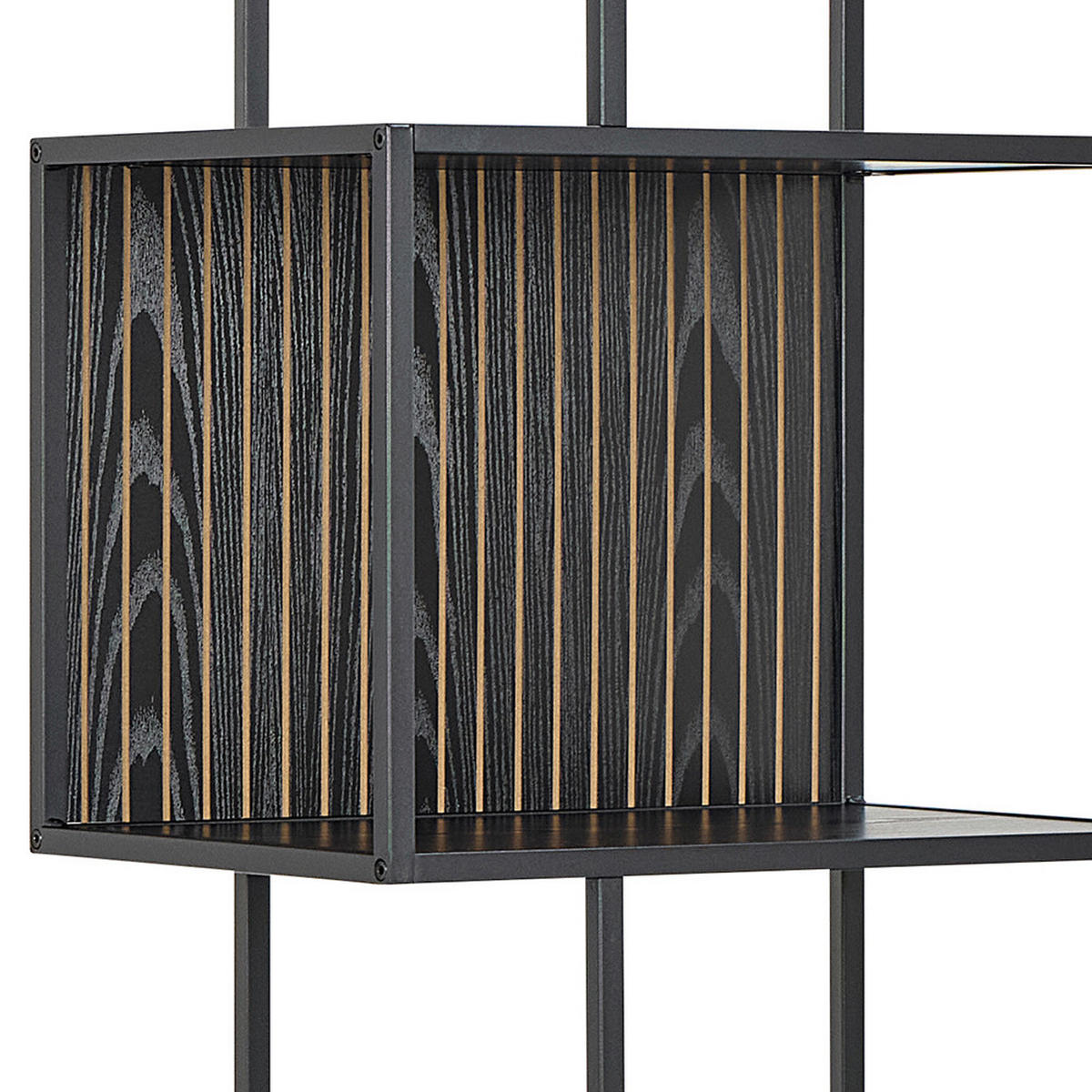 REGAL Schwarz, Eschefarben  - Eschefarben/Schwarz, MODERN, Holzwerkstoff/Metall (77/185/35cm)