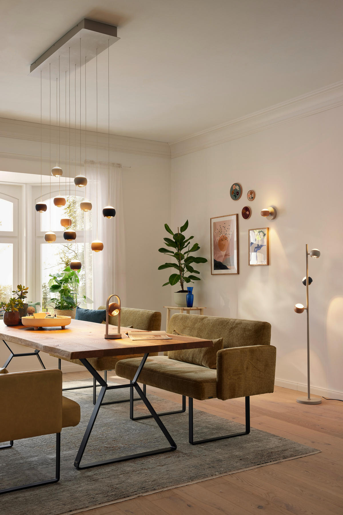 LED-HÄNGELEUCHTE Musterring 114/30/200 cm   - Transparent/Aprikose, Design, Kunststoff/Metall (114/30/200cm) - Musterring