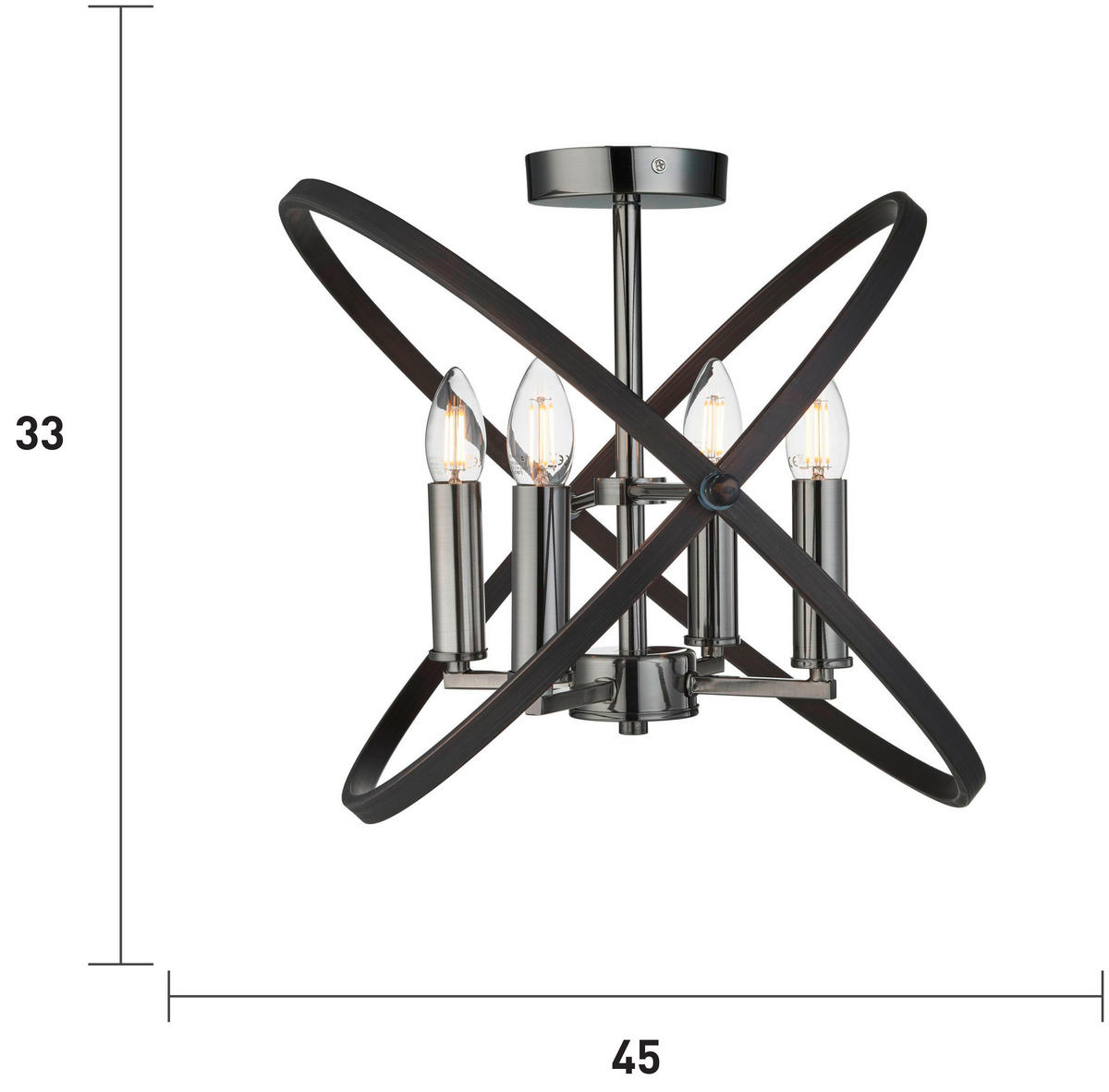 DECKENLEUCHTE Hoopla 45/33/45 cm   - Design, Metall (45/33/45cm) - Searchlight