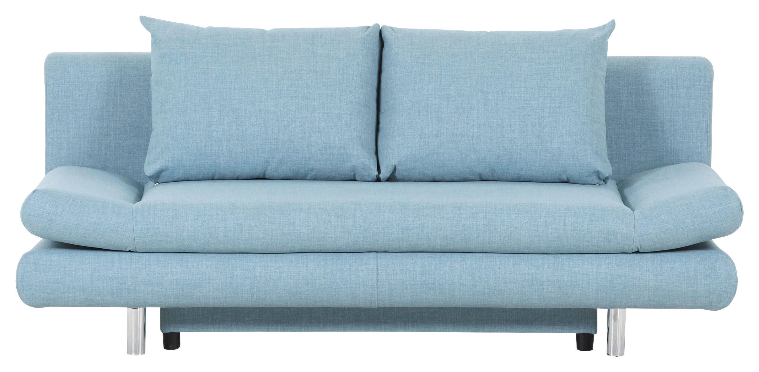 SCHLAFSOFA  mit Stoffauswahl, Rücken echt Flachgewebe Hellblau  - Chromfarben/Schwarz, Design, Kunststoff/Textil (194/73/91cm) - Xora