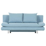 SCHLAFSOFA  mit Stoffauswahl, Rücken echt Flachgewebe Hellblau  - Chromfarben/Schwarz, Design, Kunststoff/Textil (194/73/91cm) - Xora