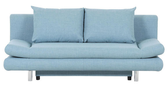 SCHLAFSOFA Flachgewebe Hellblau Rückenkissen, Rücken echt  - Chromfarben/Schwarz, Design, Kunststoff/Textil (194/73/91cm) - Xora